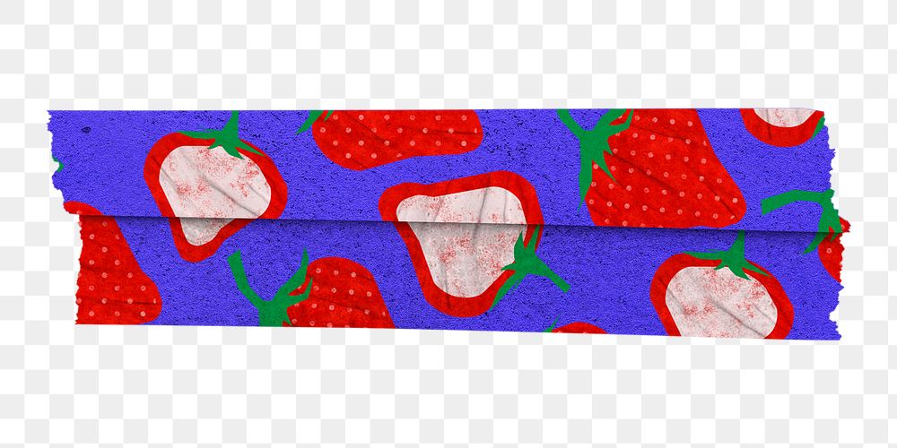 Strawberry pattern png washi tape clipart, cute fruit
