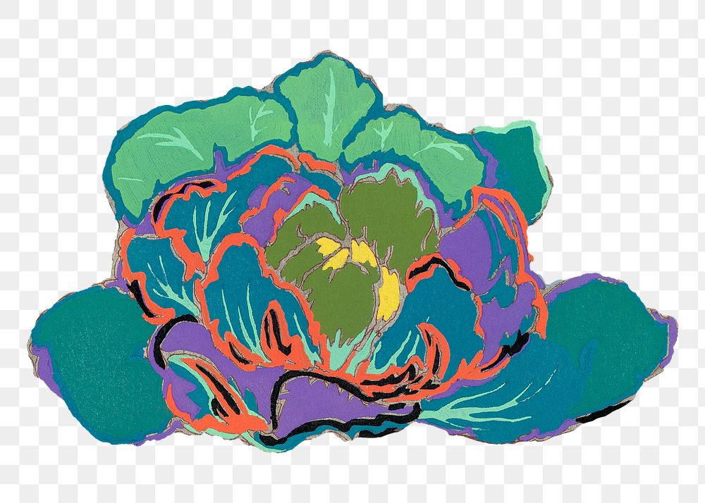 Flower motif png sticker, green aesthetic botanical