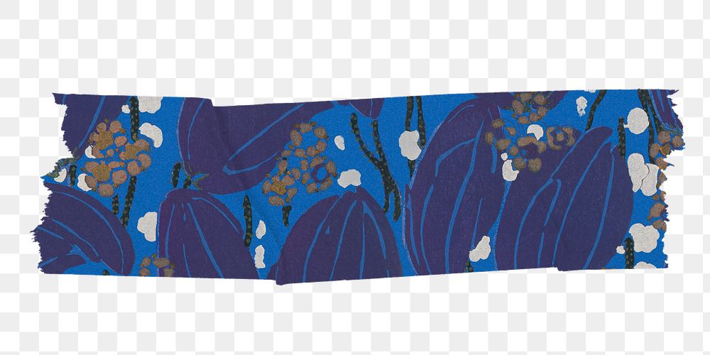 Blue abstract png washi tape sticker, art deco