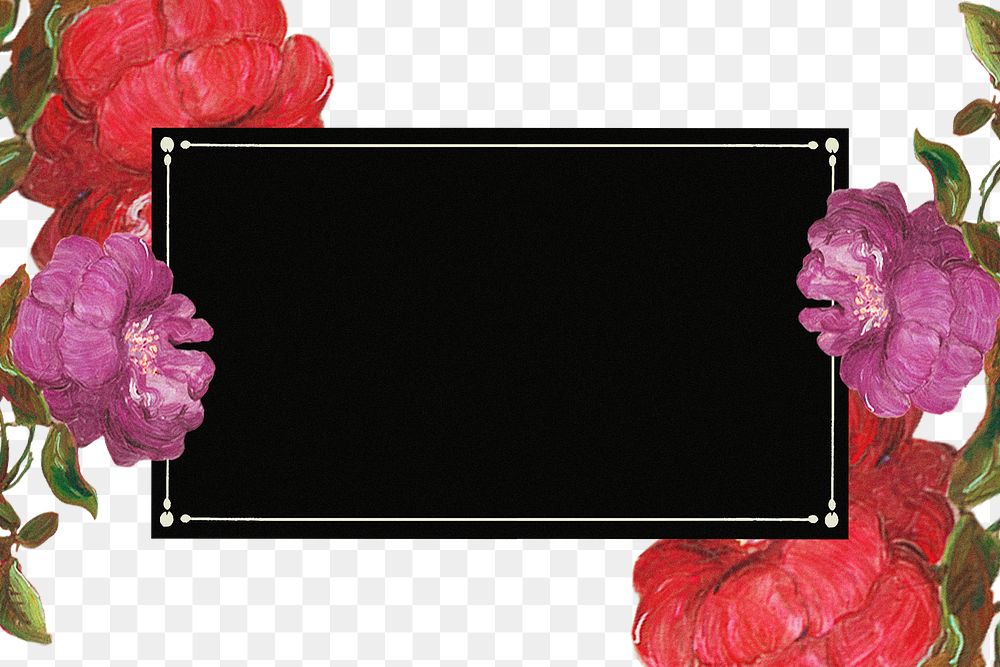 Flower png frame, transparent background, remix from the artworks of Pierre Joseph Redout&eacute;