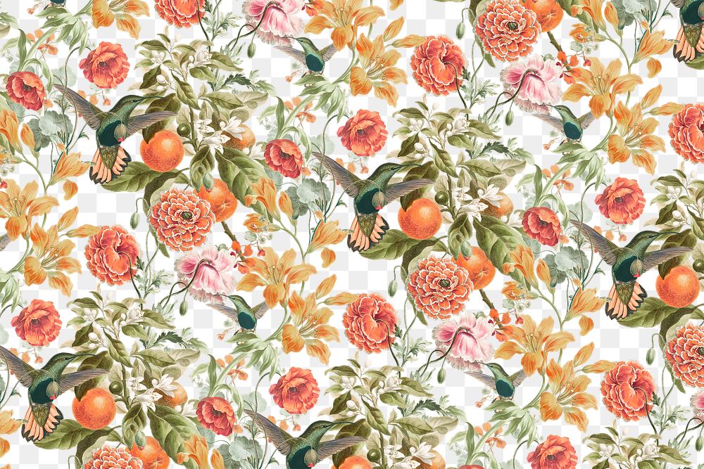Botanical png pattern clipart, transparent background, remixed from original artworks by Pierre Joseph Redout&eacute;