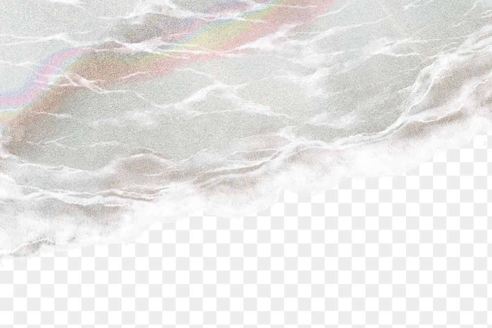 Beach png border, ocean wave design, transparent background 