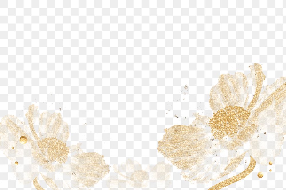 Gold botanical png border, abstract style on transparent background