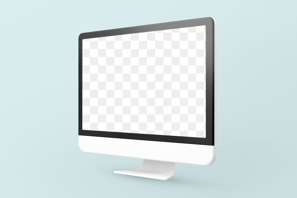 3D computer screen png mockup, transparent design 