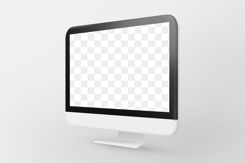 3D desktop screen png mockup, transparent design