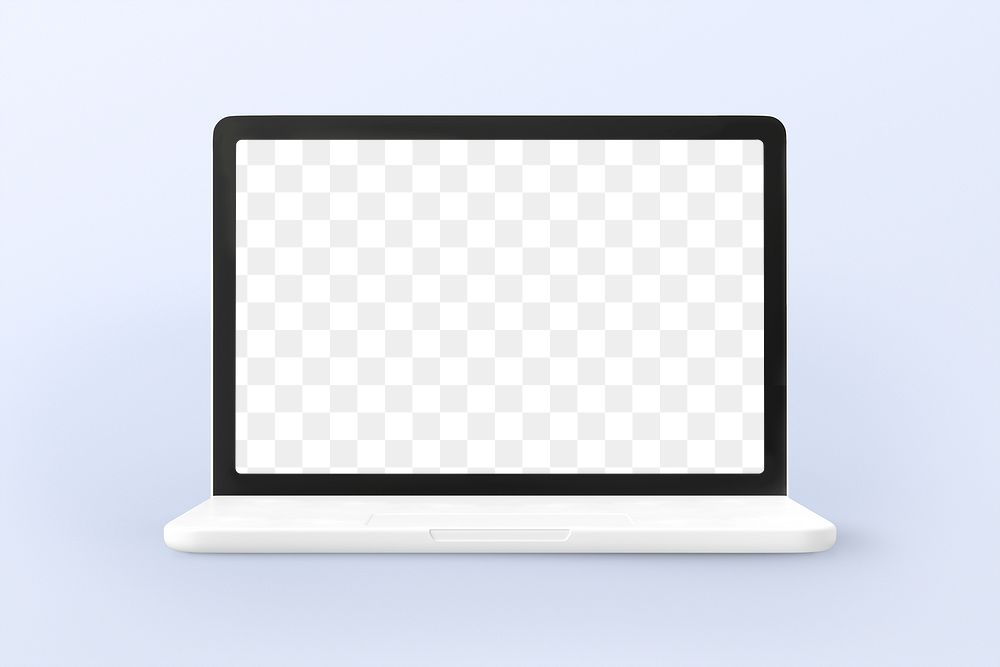 Laptop screen png mockup, 3D rendering, transparent design