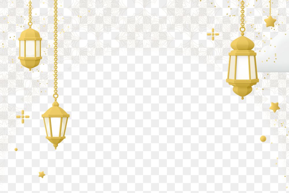 Hanging lanterns png border, transparent background