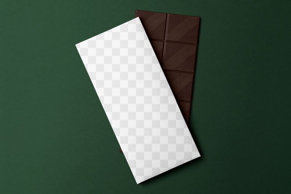 Chocolate bar png mockup, food packaging design