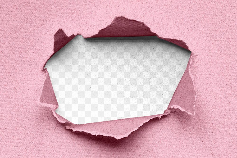 Paper hole png mockup, pink texture on transparent background