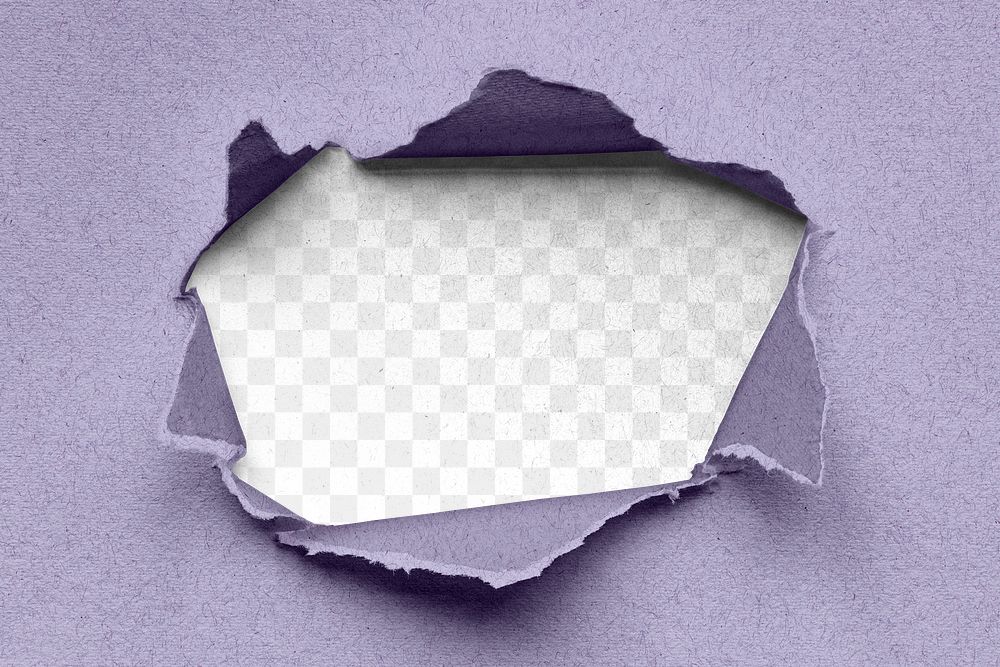 Paper hole png mockup, purple texture pattern on transparent background