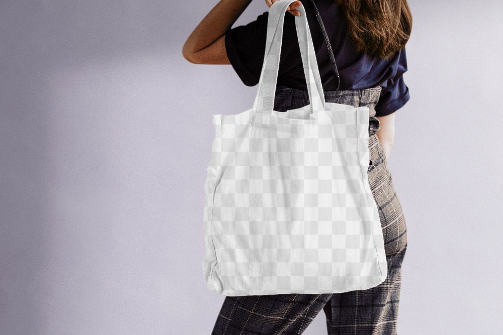 Tote bag png mockup, International Women's Day celebration concept, transparent design