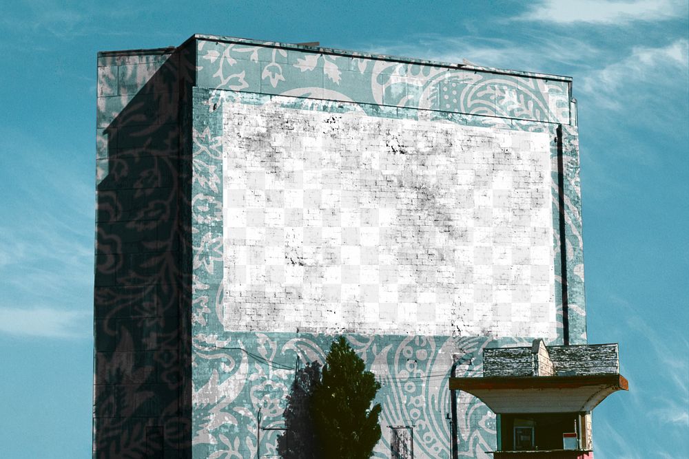 Billboard png mockup on building, transparent design