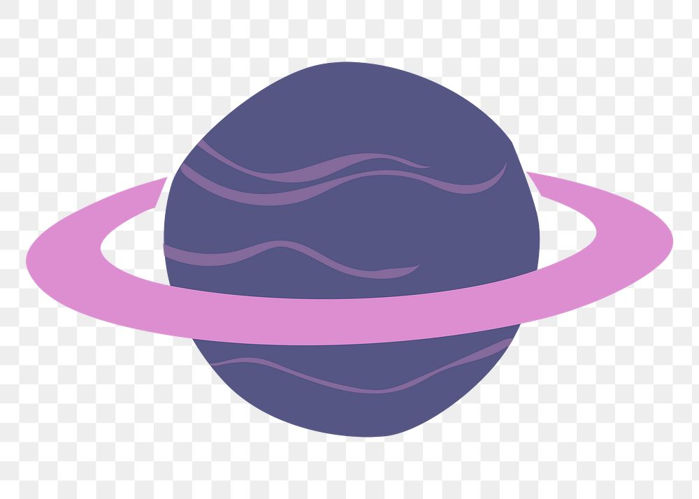 Saturn png collage element, flat design in transparent background