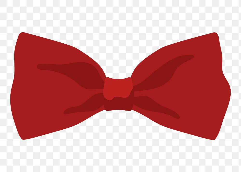 Red ribbon png, bow tie illustration, fashion accessory sticker, transparent background