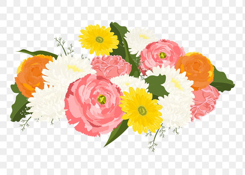 Spring flowers png sticker, centerpiece wedding decoration, transparent background
