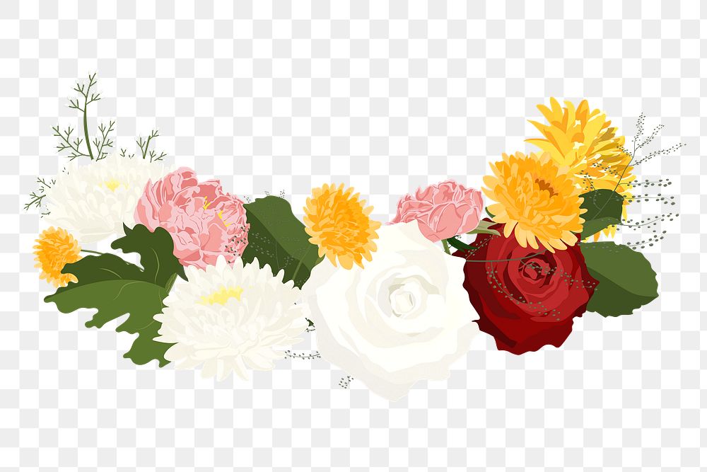 Spring flowers png sticker, centerpiece wedding decoration, transparent background