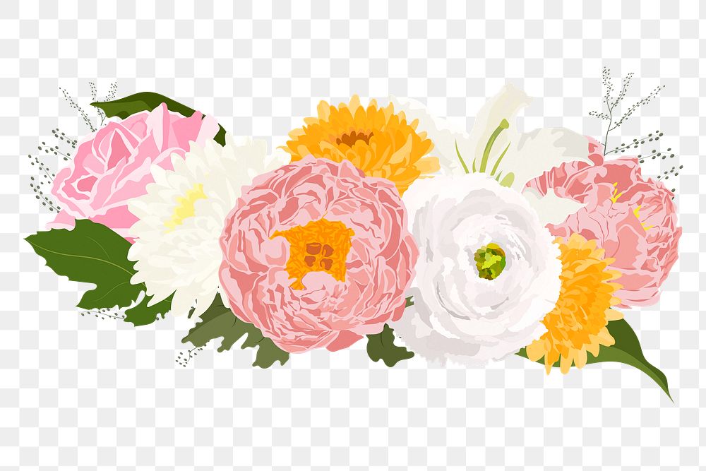 Spring flowers png sticker, centerpiece wedding decoration, transparent background