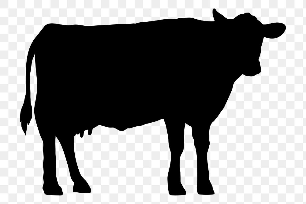Dairy cow png silhouette, cattle farm animal, digital sticker, transparent background