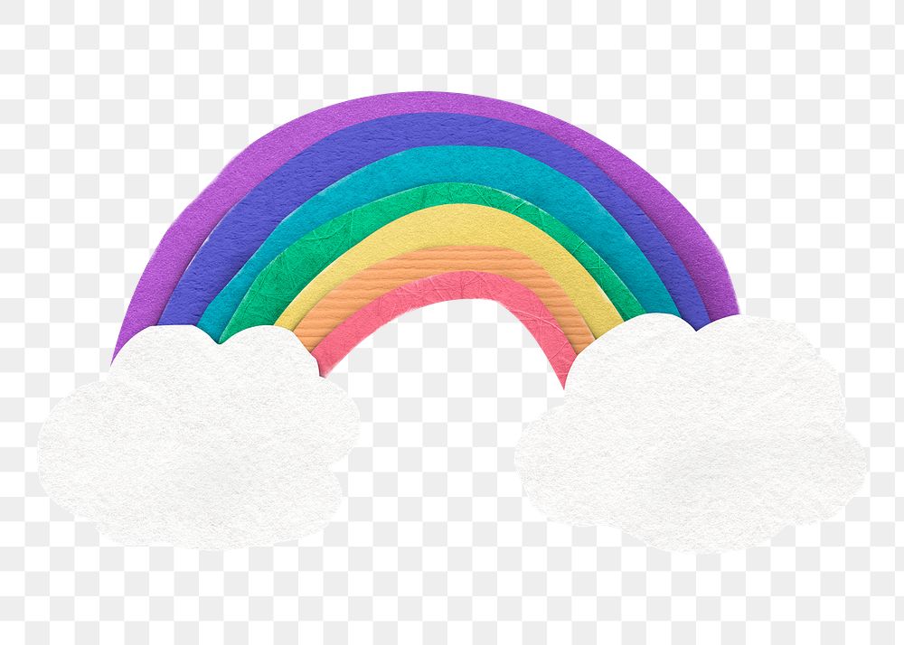 Png rainbow sticker, paper craft design on transparent background