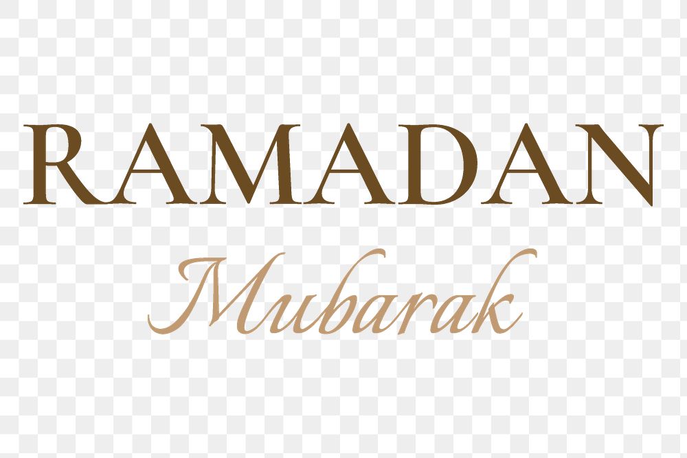 Ramadan Mubarak greeting typography design on transparent background