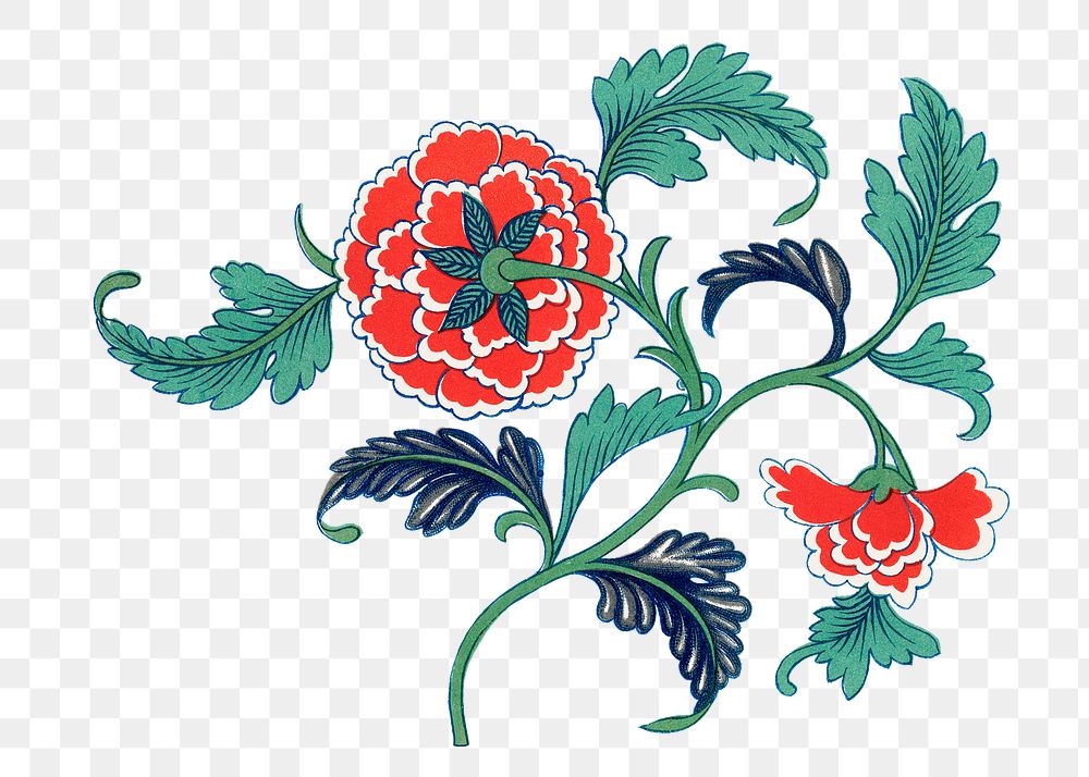 Peony flower png sticker, Chinese aesthetic vintage illustration, transparent background