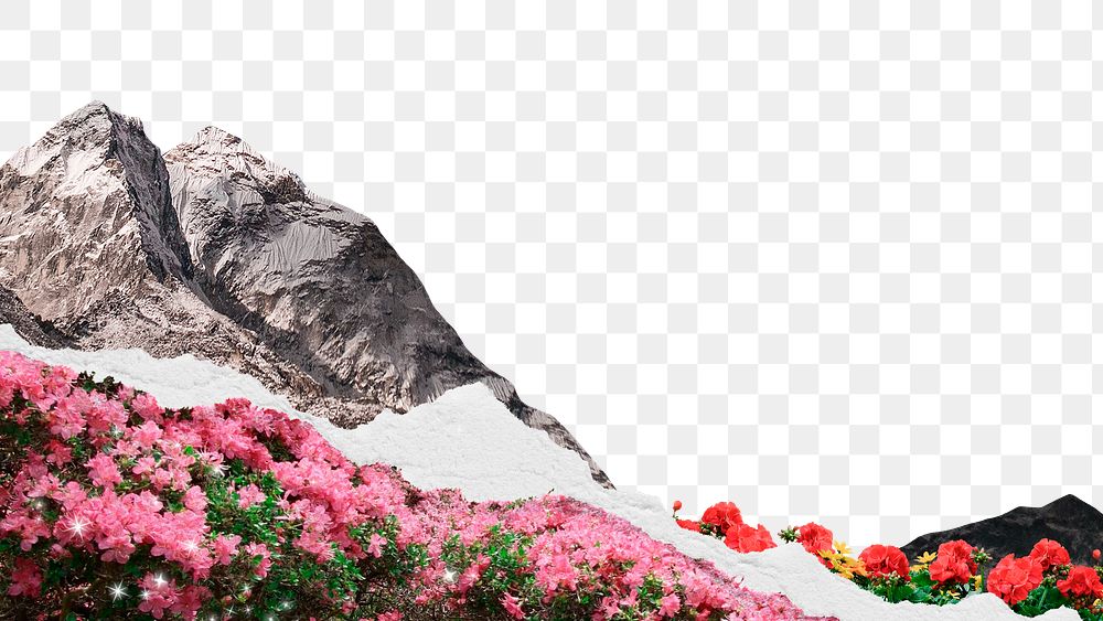 Surreal landscape png border, mountain transparent background