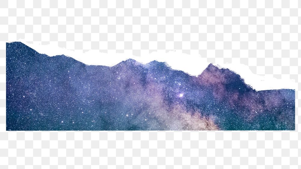 Png galaxy ripped paper sticker, starry night  transparent background
