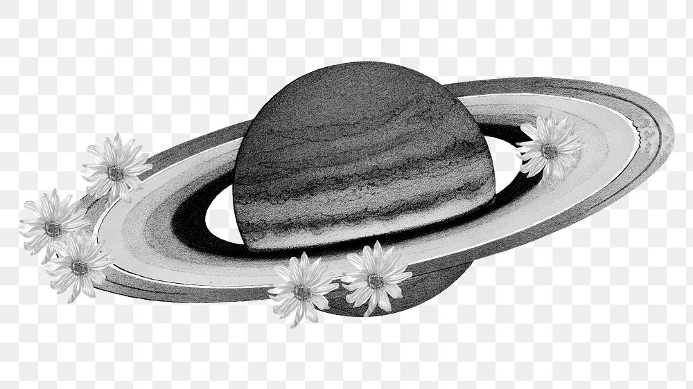 Gray Saturn png sticker, planet transparent background
