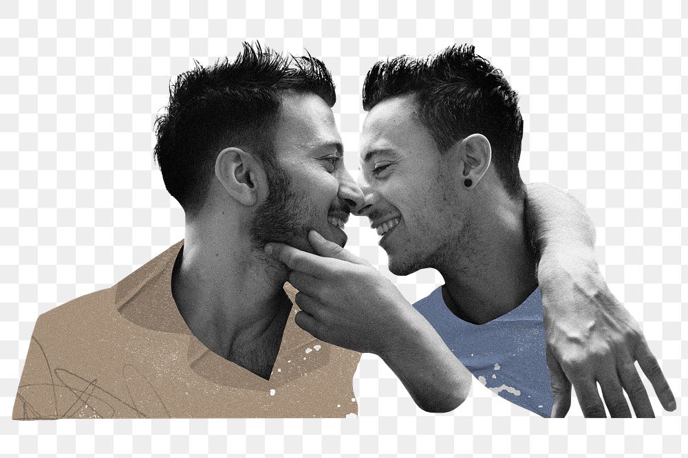 Gay kissing png sticker, LGBT lovers transparent background