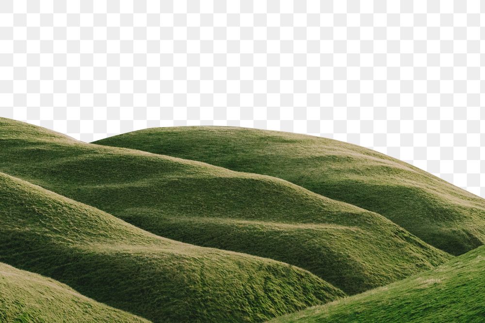 Minimal green hills png border, nature transparent background
