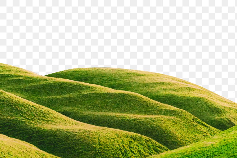 Minimal green hills png border, nature transparent background