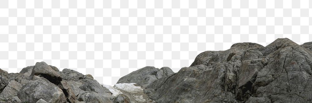 Gray rocks png ripped paper border, transparent background