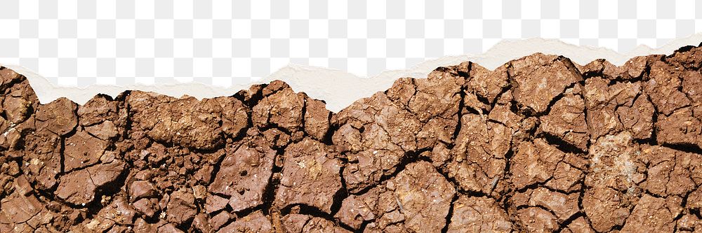 Cracked soil png ripped paper border, transparent background