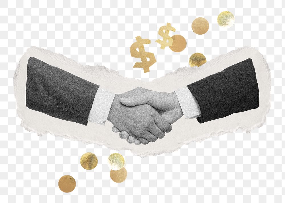 Handshake png, business deal and partnership collage element on transparent background