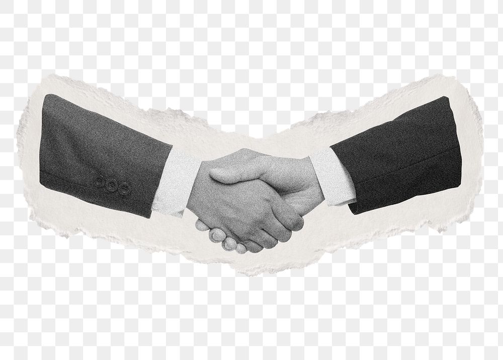 Handshake png, business deal and partnership collage element on transparent background