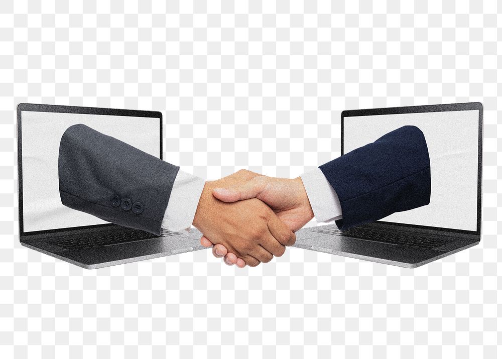 Handshake png, online business deal and partnership collage element on transparent background