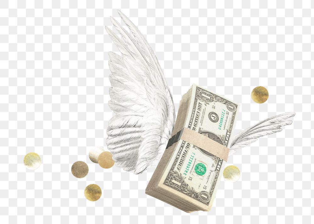 Flying dollar png, inflation collage element on transparent background