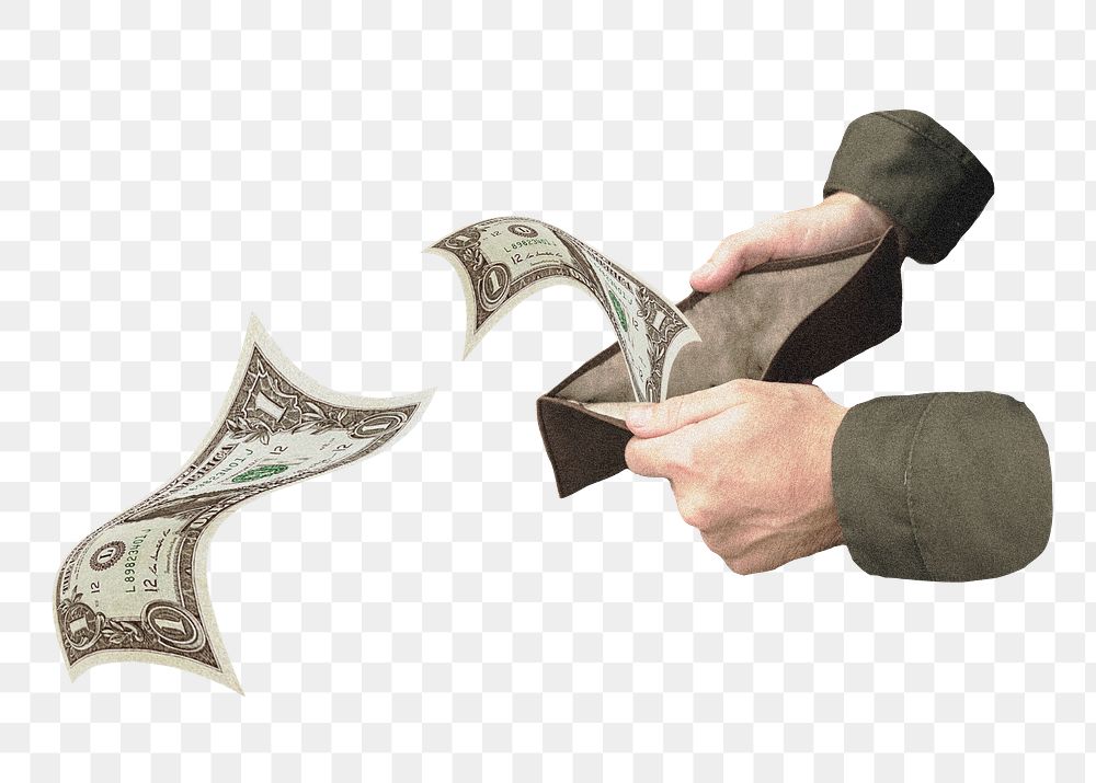 Money out wallet png, payment concept on transparent background
