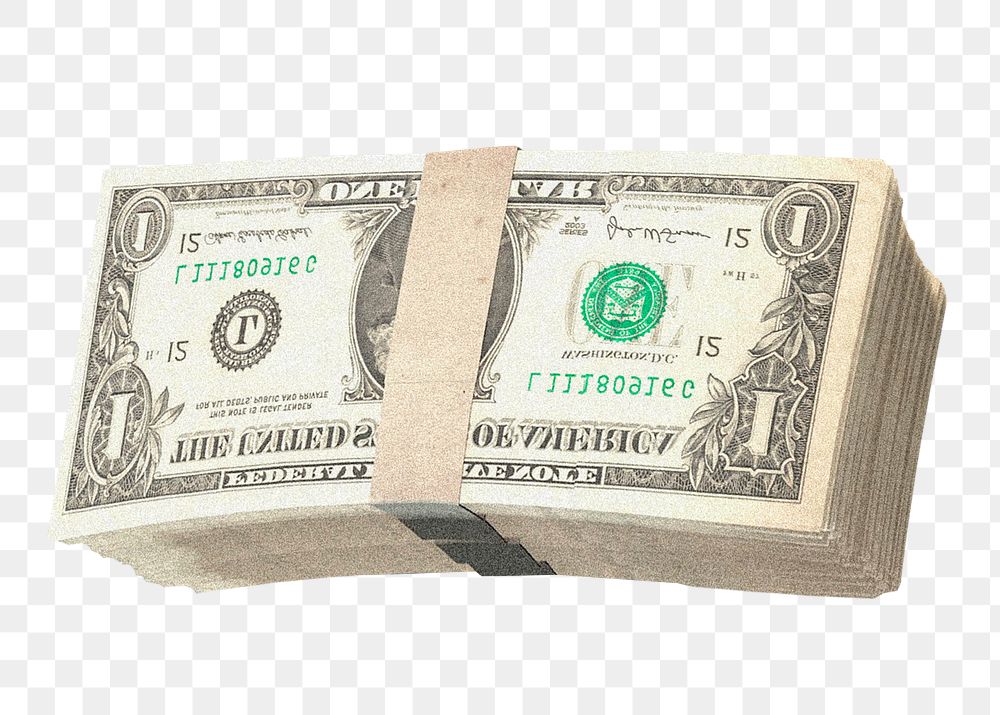 Dollar bills strop on transparent background