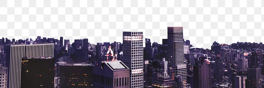 Cityscape png border, panoramic Manhattan skyline, New York, transparent background