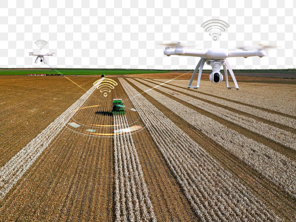 Smart agriculture png border, drone design on transparent background