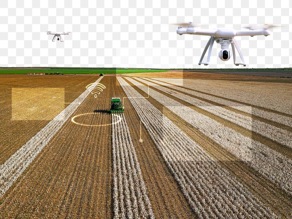 Smart agriculture png border, drone design on transparent background