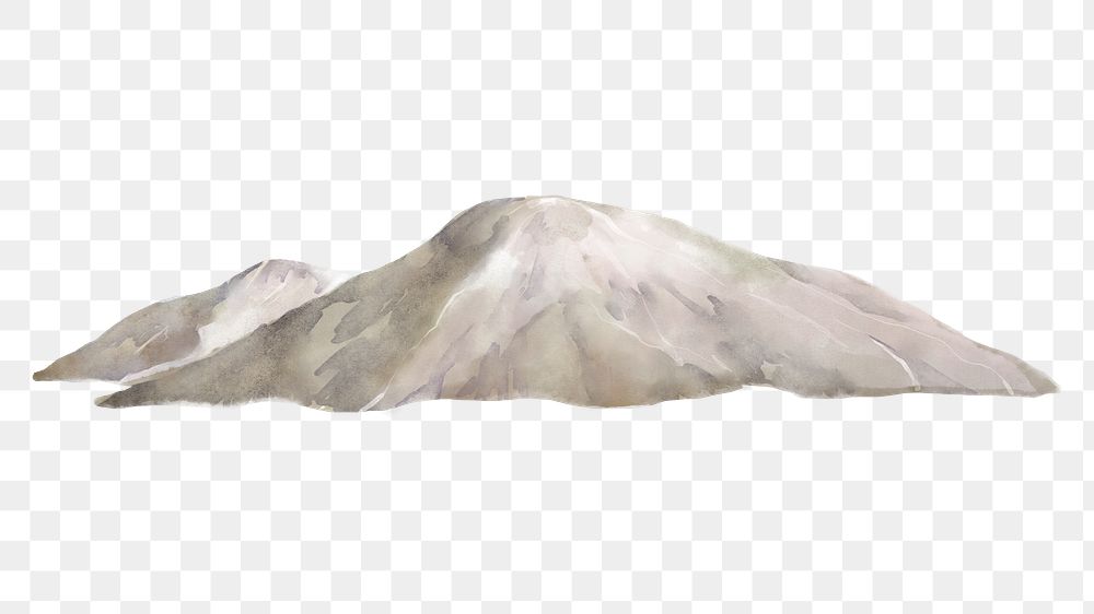 Watercolor mountain png, nature collage element, transparent background