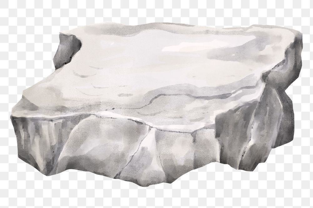 PNG watercolor rock, nature collage element, transparent background