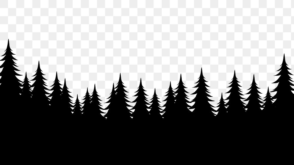 PNG pine forest silhouette, nature border clipart, transparent background
