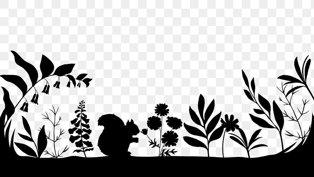 Silhouette border png, nature collage element, transparent background