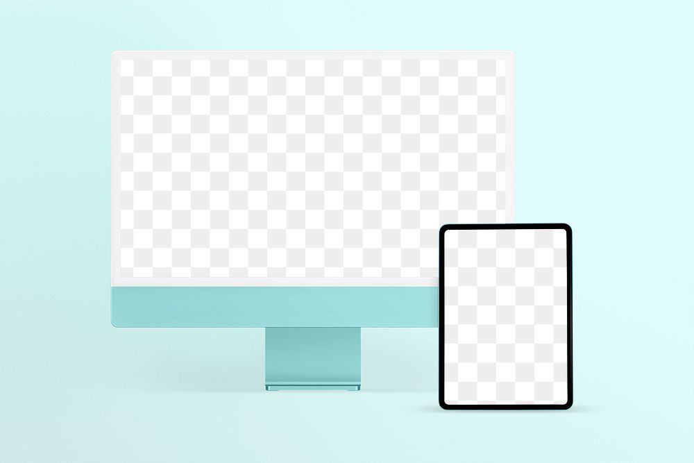 Computer, tablet screen png mockup, transparent digital device