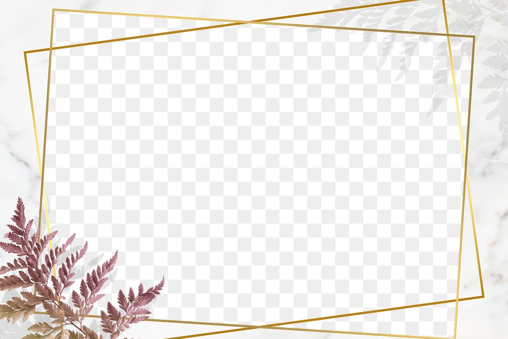 Leatherleaf fern on a gold frame design element