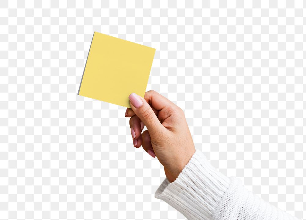 Woman holding a sticky note transparent png