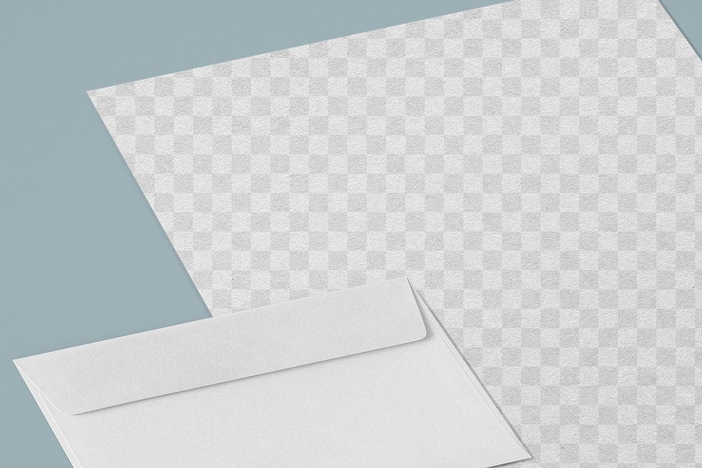 Png paper mockup, transparent paper design with envelope